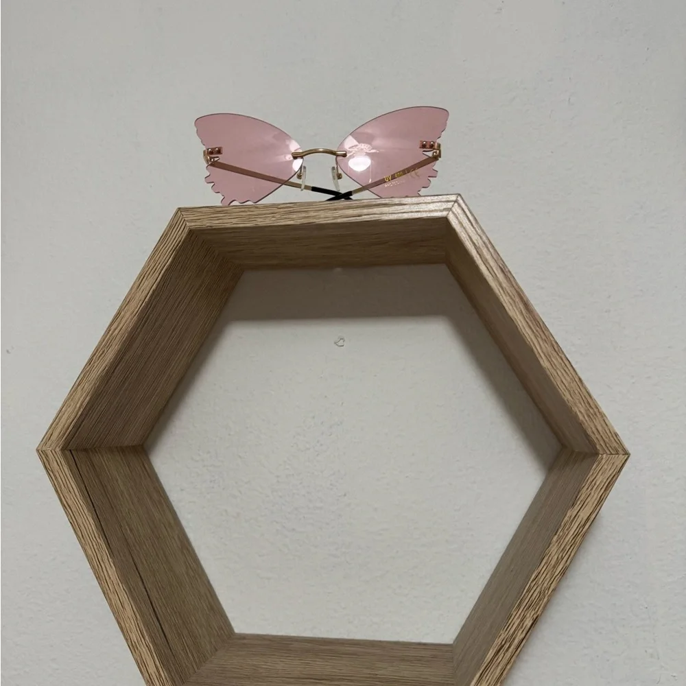 Hexagonal Wooden Wall Shelves 3 set - Brown